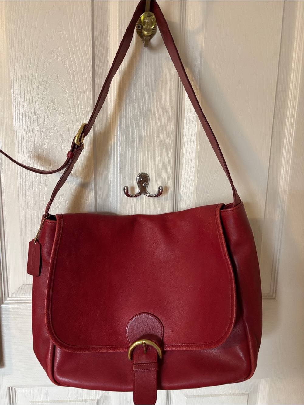 Vintage Coach  Red Leather Messenger Bag